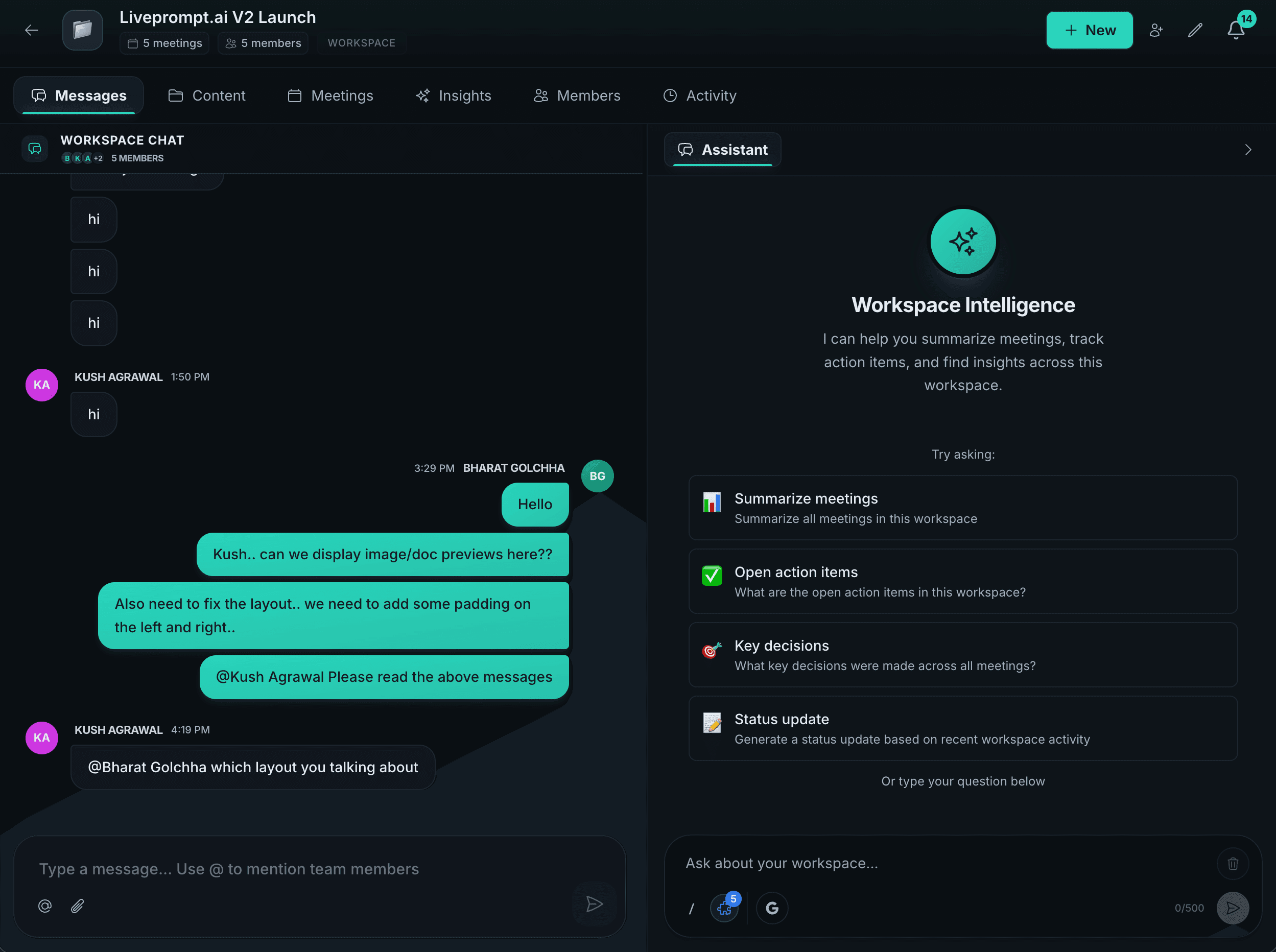 Workspace Messages - Team collaboration and chat